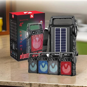 KTS 1706 Portable Solar Rechargeable Bluetooth Speaker With LED Torch Light USB Memory Card Supported Loud & Clear HiFi Sound Woofer Speake